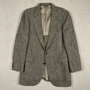Harris Tweed Blazer 44R Two Button Speckled Herringbone Sport Coat Suit Jacket